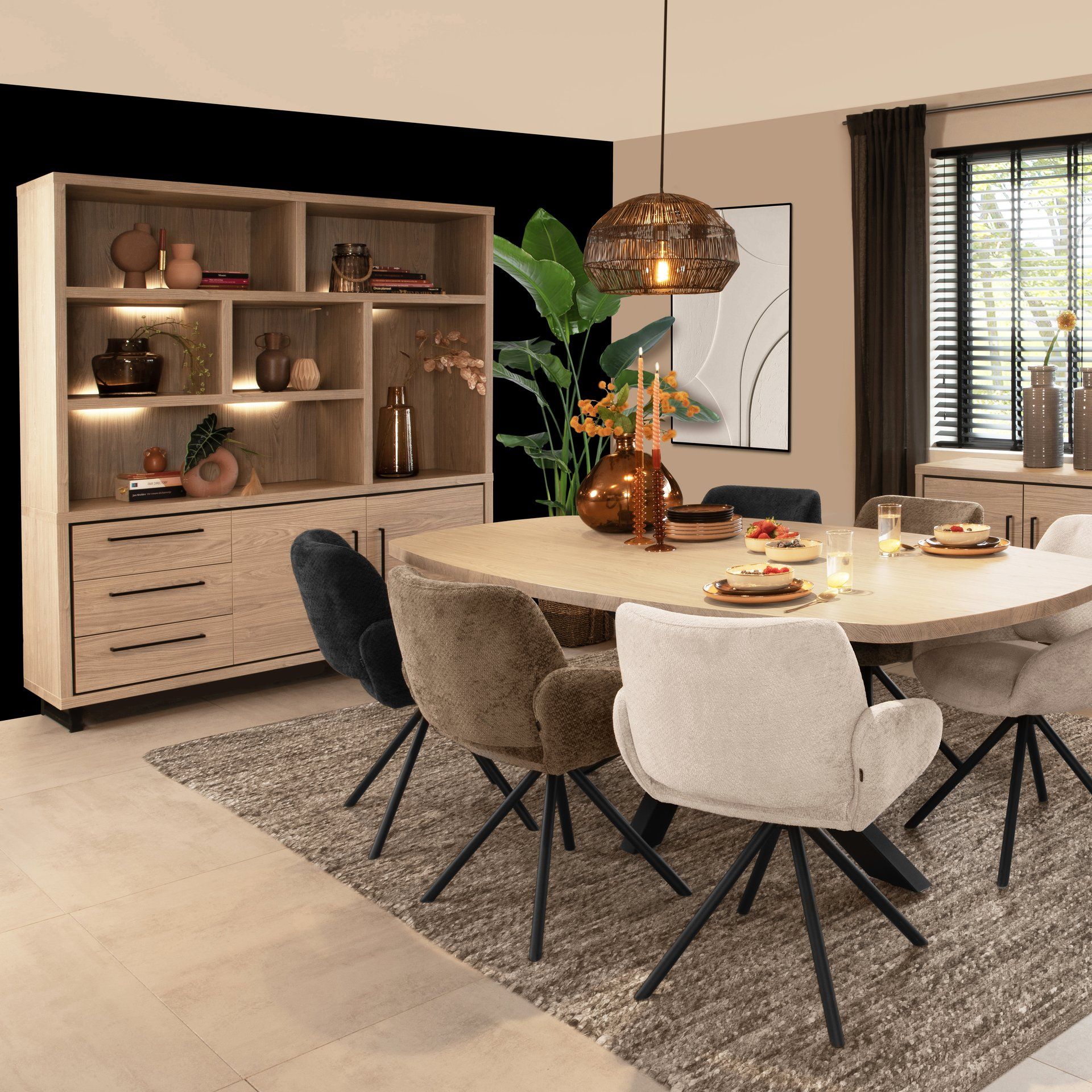 Wandkast Jonne 2 drs/ 3 la/ 6 Open vak | 3